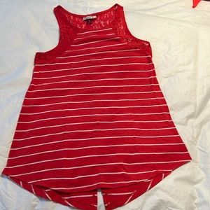 SO coral white stripe sleeveless shirt. Size S.